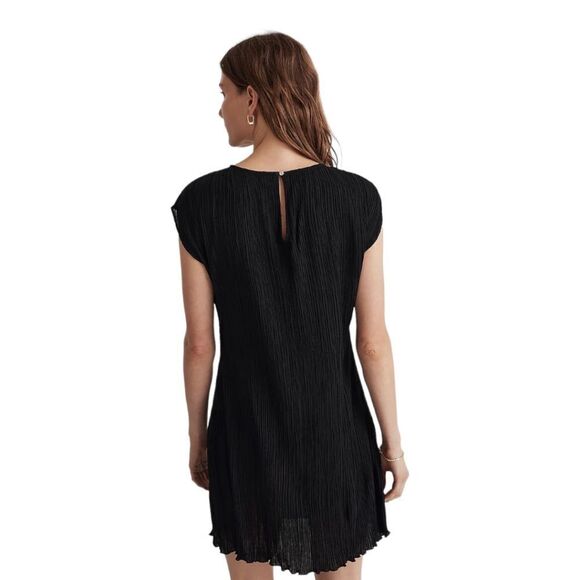Madewell Black Plissé Pleated Mini Dress NWT Size 12 Little Black Dress Party - Picture 3 of 16
